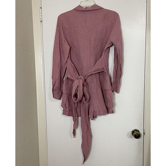 NWOT REVOLVE L'Academie Eden pink Tie waist linen romper size US small - Picture 4 of 8